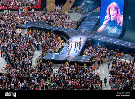 LONDON - JUN 23: Taylor Swift performs in concert at Wembley Stadium on June 23, 2018 in London ...