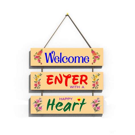 KaaHego Welcome Enter Heart Wall Hanging Board Plaque Sign for Room ...