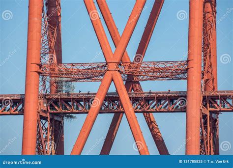 Construction Detail Forth Bridge Over Firth of Forth in Scotland Stock Image - Image of industry ...