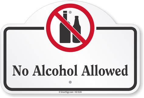 Designer No Alcohol Allowed Sign, SKU: K2-5126