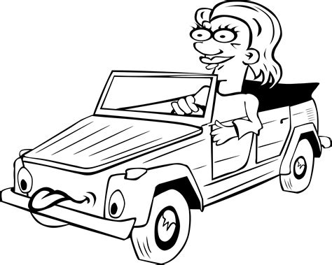 Clipart - Girl Driving Car Cartoon