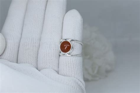 Carnelian Ring Sterling Silver Ring Natural Gemstone Ring | Etsy