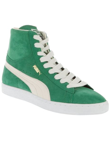 Lyst - Puma Suede Mid Top Sneakers in Green for Men