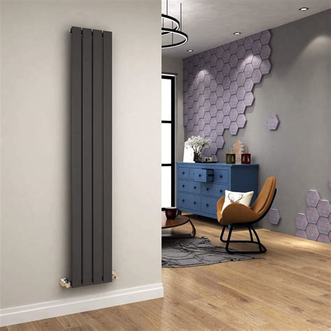 1800 x 300mm Anthracite Vertical Column Radiator Single Flat Panel ...