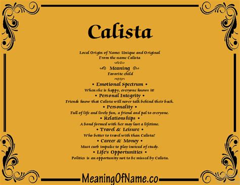 Calista - Meaning of Name