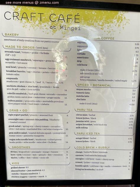 Online Menu of Craft Cafe Restaurant, San Diego, California, 92101 - Zmenu