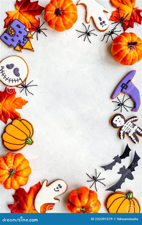 Halloween Party Background - Cookies with Pampkins Stock Image - Image ...