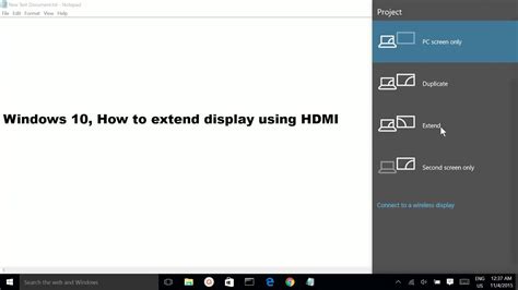 Windows 10, How to extend display using HDMI - YouTube