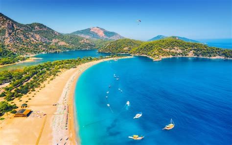 Premium Photo | Amazing aerial view of blue lagoon in oludeniz, turkey