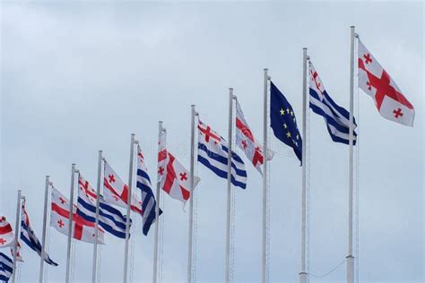 Flags Of Georgia And European Union Stock Photo - Image of europe ...