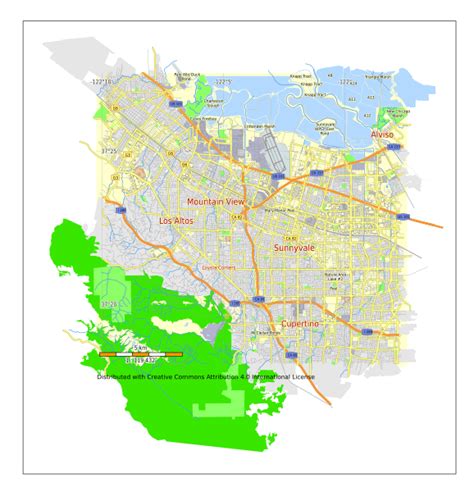 Image: Mountain View city plan California USA