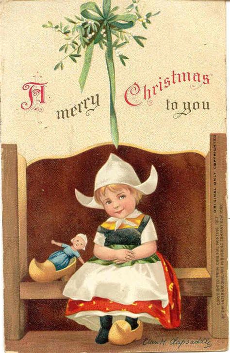 A Little Dutch Girl By Ellen Clapsaddle Vintage Post Card | Christmas ...