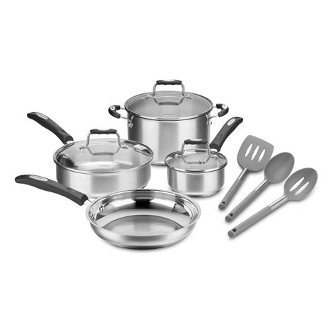 Cuisinart 10 Piece Stainless Steel Cookware Set, Gray Tools - Walmart ...