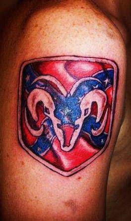 Dodge logo in confederation flag - Tattooimages.biz