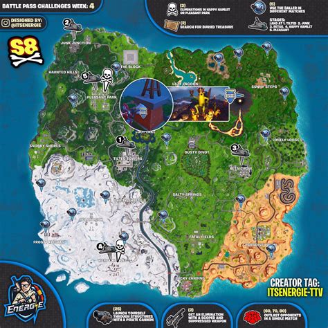 Fortnite Cheat Sheet Map For Season 8 Week 4 Challenges Struggling to ...