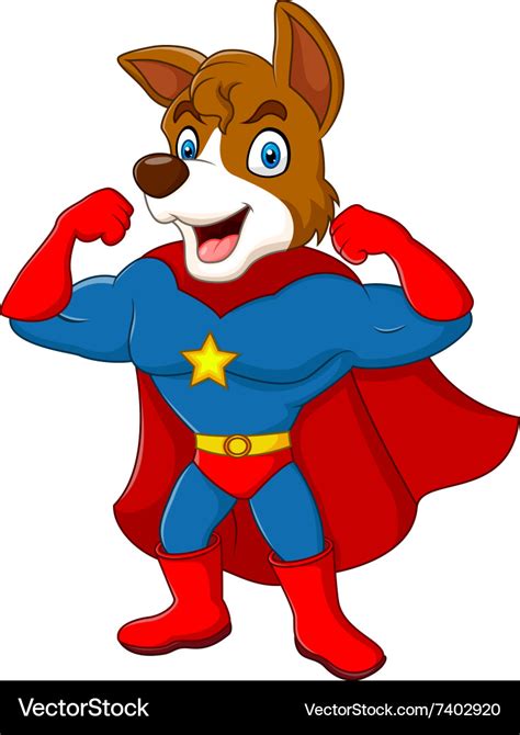 Cartoon superhero dog posing isolated Royalty Free Vector