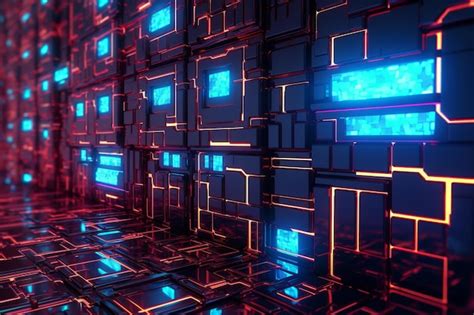 Premium AI Image | 3D Render of a Glowing Cyber Texture Abstract Background