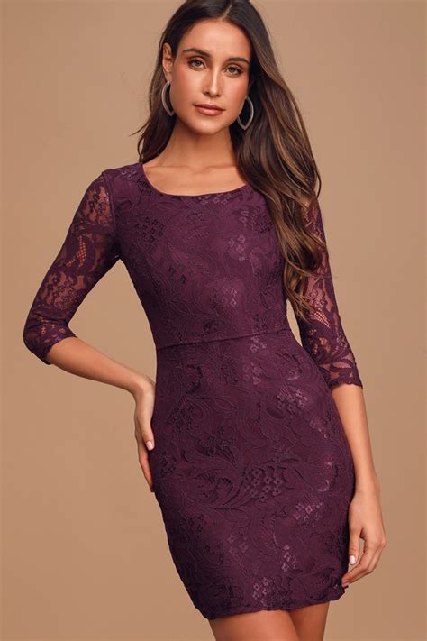 Sexy Dark Purple Lace Dress - Lace Bodycon Dress - Purple Dress - Lulus