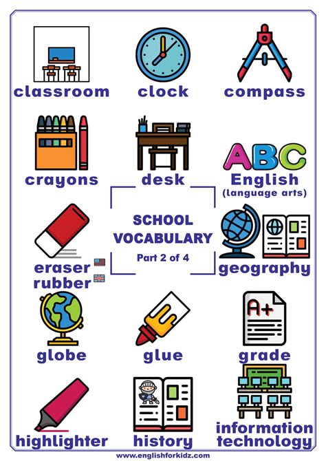 School Vocabulary Posters