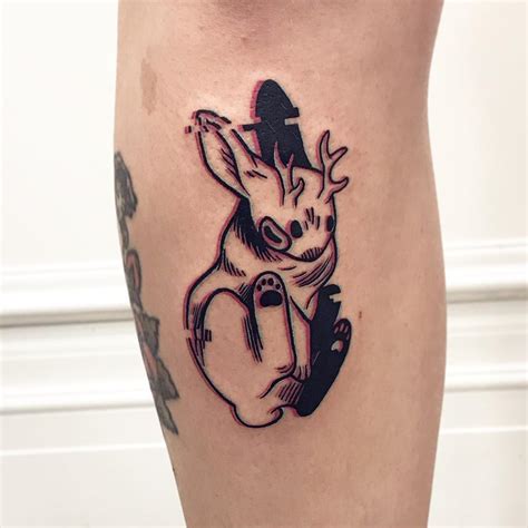 A glitchy jackalope tattoo - Tattoogrid.net