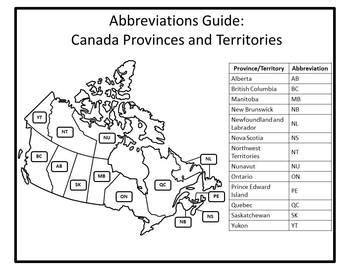 Canada Provinces and Territories Canadian Abbreviations Guide Canada ...