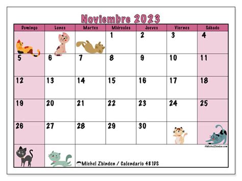 Calendario noviembre de 2023 para imprimir “481DS” - Michel Zbinden US ...