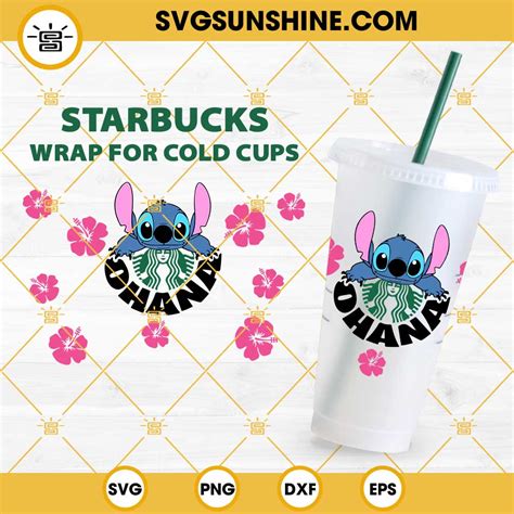 Stitch Ohana Starbucks Wrap SVG, Lilo And Stitch Disney SVG, Cute 24oz Venti Cold Cup Full Wrap ...