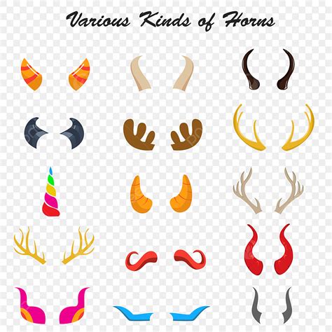 Horned Animals Vector Design Images, Animal Horn Elements Background, Animal Horns, Horns ...