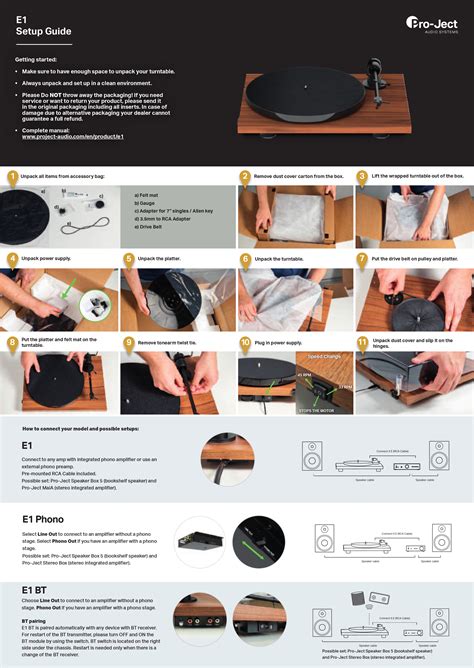 Pro-Ject E1 Setup Guide | Turntable Setup Instructions | Pro-Ject Audio ...