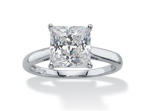 PalmBeach Jewelry - 2.12 TCW Princess-Cut White Cubic Zirconia Solitaire Bridal Engagement Ring ...