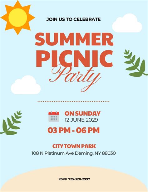 Sky Blue Picnic Invitation - Venngage