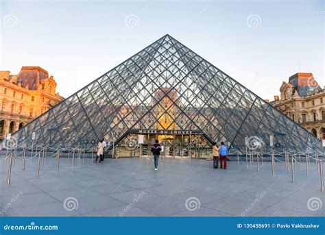 Louvre Museum With Landmark Entrance - Pyramid Editorial Photo ...