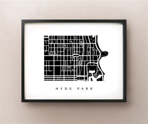 Hyde Park Map Chicago Neighbourhood Art Print - Etsy