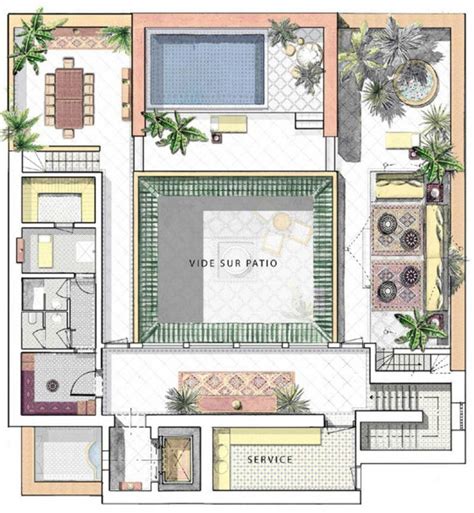 Resultado de imagem para "riad" "floor plan" home interior garden # ...