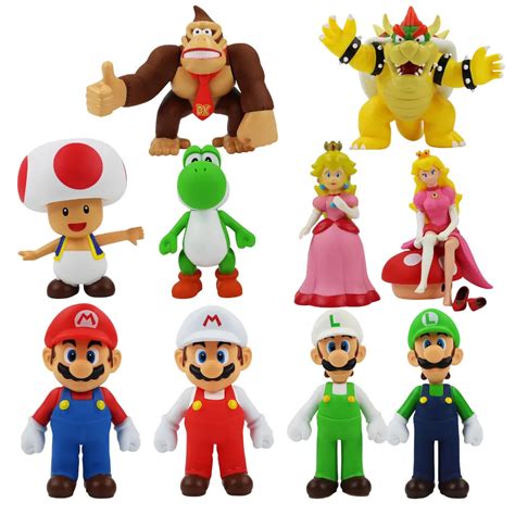 Large size 23CM super mario bros mario luigi yoshi toad bowser peach princess pvc figure classic ...