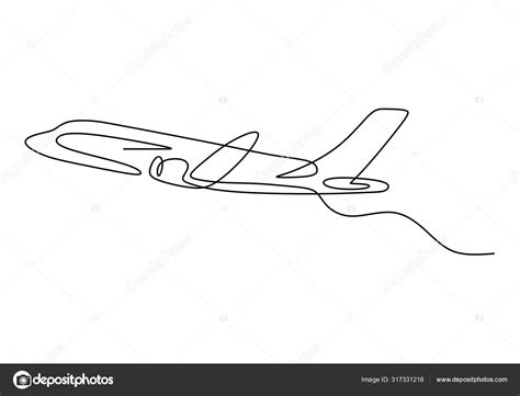 Dibujo de una línea de minimalismo de avión dibujado a mano diseño ...