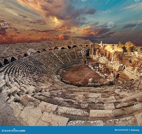 Side Antique Amphitheatre Fish Eye Top View Stock Image - Image of ...