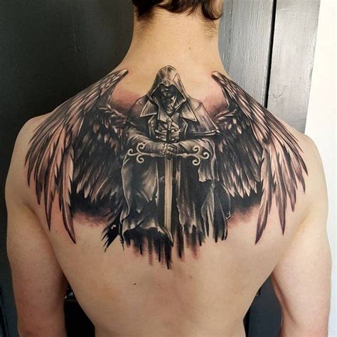 Guardian Angel Protector Back Tattoos For Men - Best Tattoo Ideas