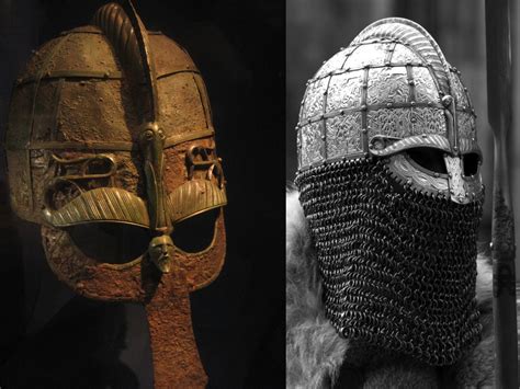 The "Vendel Helmet", like the one on the left, found in Uppland/Sweden, dated to the 7th Century ...