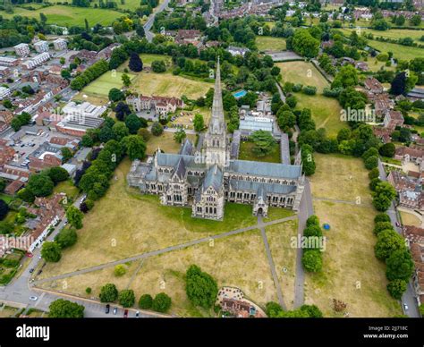 Aerial photo Salisbury Cathedral UK Stock Photo - Alamy