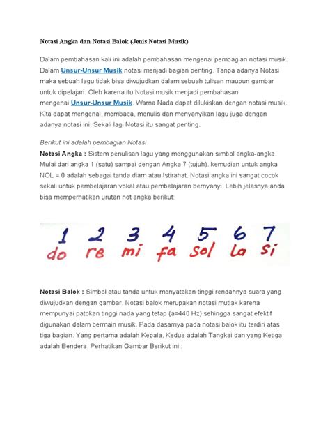 Notasi Angka Dan Notasi Balok | PDF