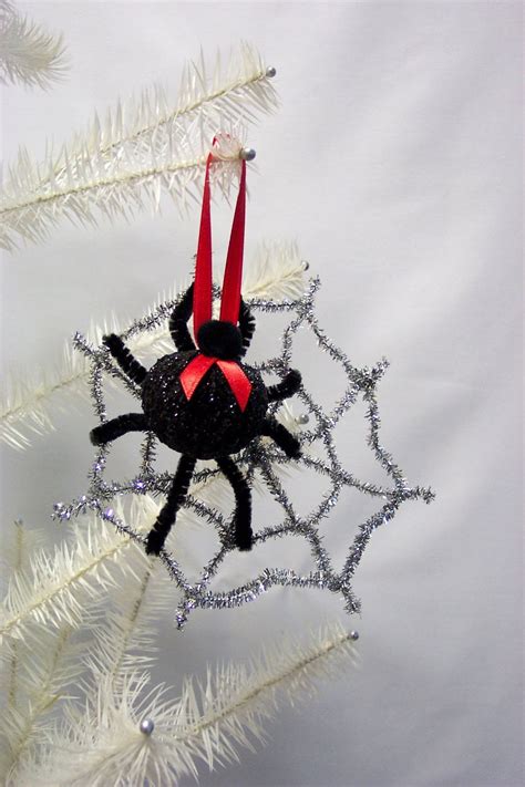 Christmas Spider Ornament Silver Web