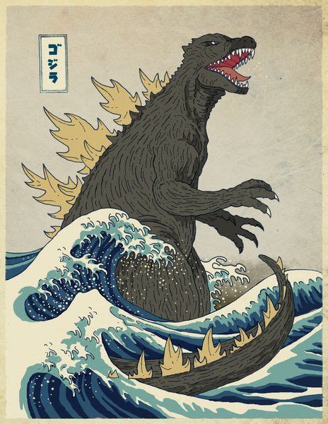 The Great Godzilla off Kanagawa Art Print by DinoMike | Godzilla ...