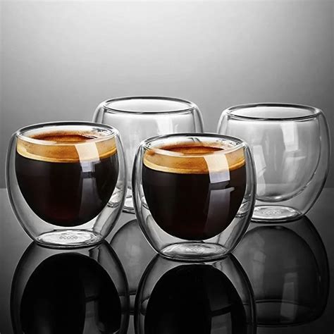 New 1/4/6Pcs Double Wall shot Glass double Wall Espresso Coffee Cup 80ml /250ML/350ML/450ML-in ...