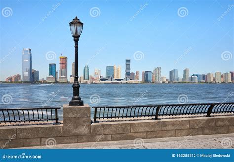 Jersey City Skyline Seen from Downtown New York on a Sunny Day Stock Photo - Image of downtown ...