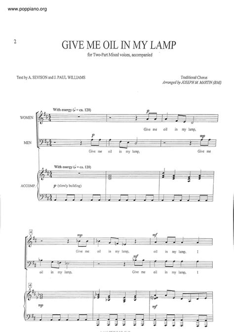 Spiritual-Give Me Oil In My Lamp Sheet Music pdf, - Free Score Download ★