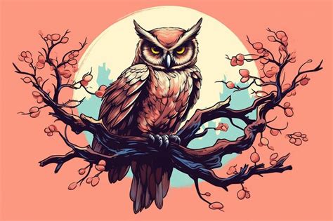 Premium AI Image | design of a mystical owl perched on a branch AI ...