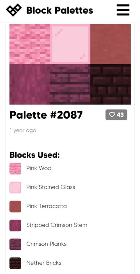 Color Palettes for Minecraft Designs