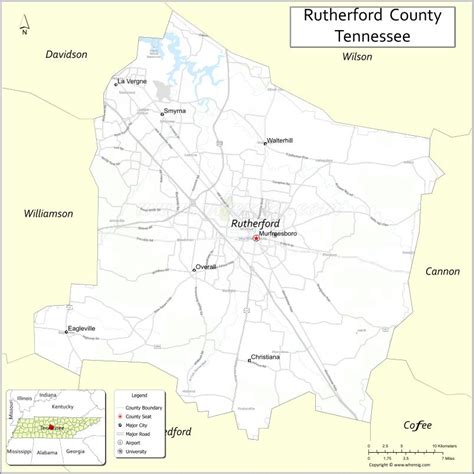 Map of Rutherford County, Tennessee - Where is Located, Cities ...