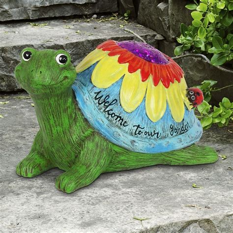 Exhart Colorful Welcome To Our Garden Turtle Statue, 6.5 Inches ...